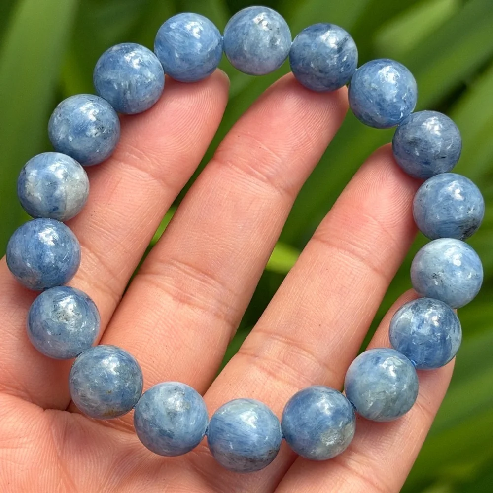 11.5mm stretchable blue‎ kyanite bracelet 0418